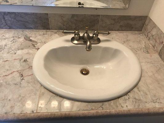 Bathroom sink after a move out cleaning.