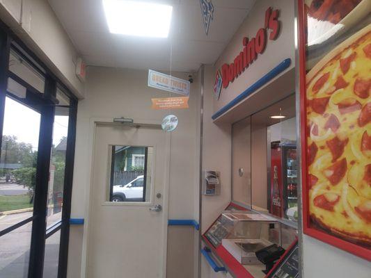 Dominoes pizza my car through the window.