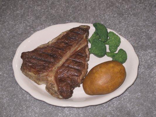 Replica steak and potato.