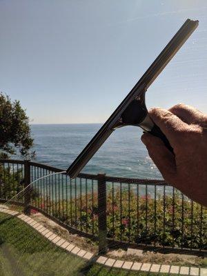 Glass cleaning with a view in Laguna Beach..