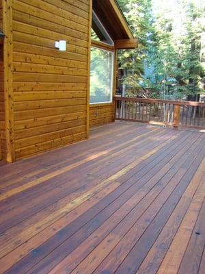 Old weathered deck; Sanded & Stained.