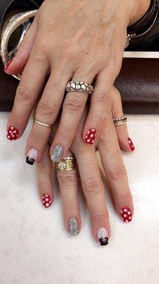 Minnie Mouse inspired nails for Disney land