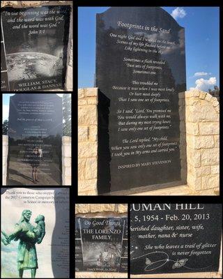 Collection of images at the Footprints in the Sand Memorial.