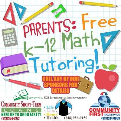 Free math tutoring to help your child succeed this school year!