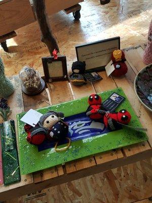 Handmade Deadpool craft toys.