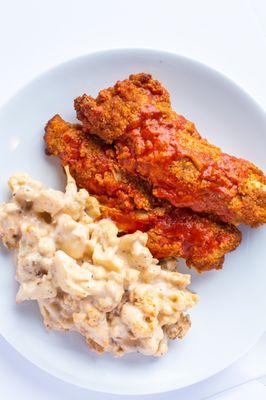 Keto Buffalo Chicken Tenders & Cauliflower "Mac"
Almond crusted chicken tenders doused with buffalo sauce and creamy cauliflower "mac"