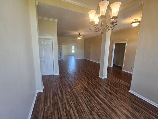 Living room/great room.  LVP was transitioned through the house.