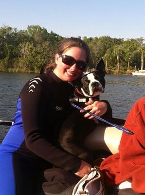 Sammie and Jax relaxing on a Manatee Tour