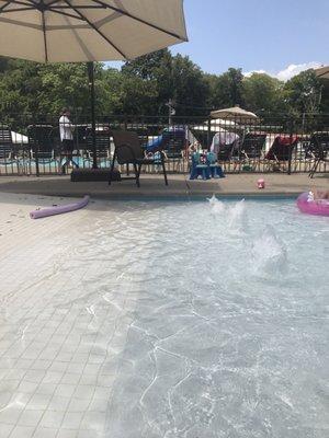 The completely empty beach entry pool they won't allow their "furniture" in