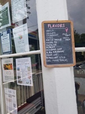 2021 Season ice cream menu