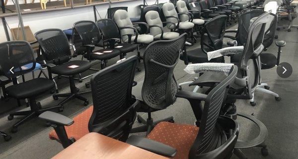 We offer ergonomic mesh and leather office chairs with adjustable armrest and headrest. We sell most parts for any office chair. Just ask!