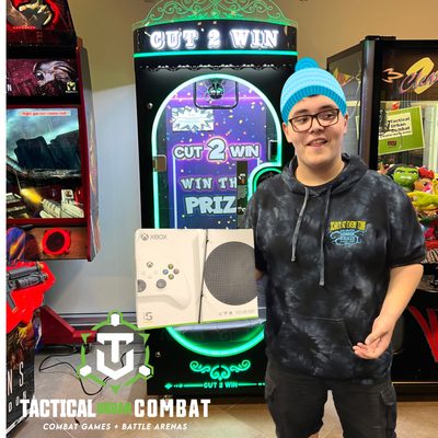 He won an Xbox in the Cut2Win arcade machine!