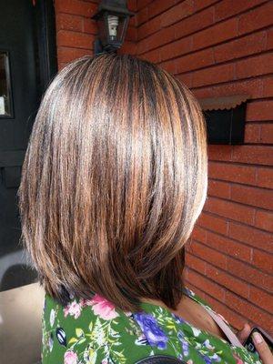 Side view of new hairstyle - Short with highlights! Love! Thanks Whitney.