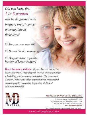 October is Breast Cancer Awareness Month, Schedule your appointment today.