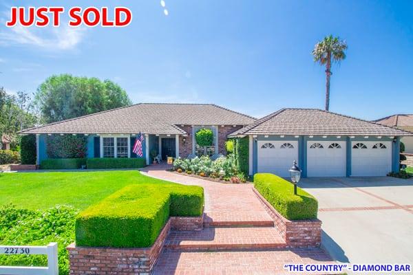 Sold Cash in "The Country" in Diamond Bar