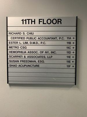 Dr. Shao is on 11th floor