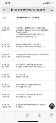 As you see here, my package was in South Carolina.