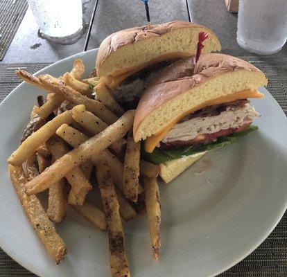 Turkey club with fries