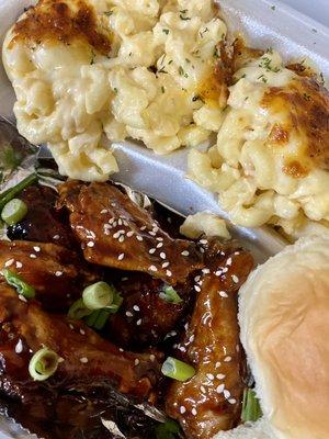 Asian Wings and Creamy 5 Cheese Mac