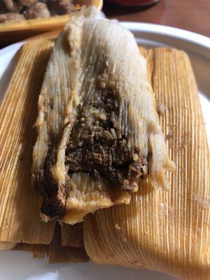 3 pork tamales for dinner - Delicious and huge !!!