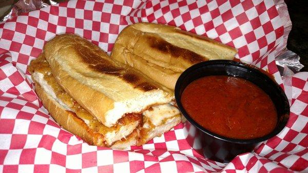 Chicken Parmesan sub with extra sauce