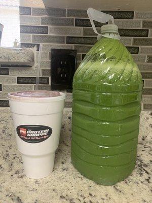 Gallon of mean Green Juice