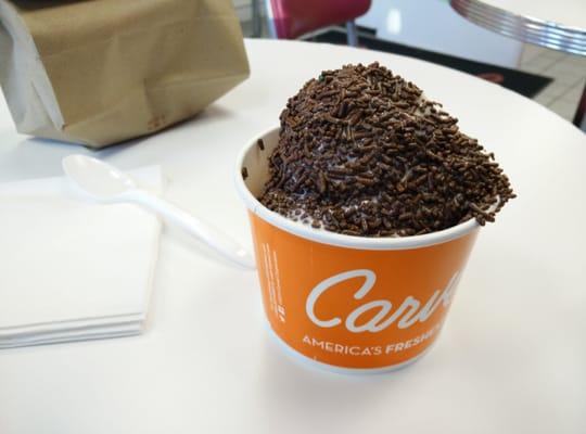 Chocolate Sprinkled covered medium size ice cream ($4.70)