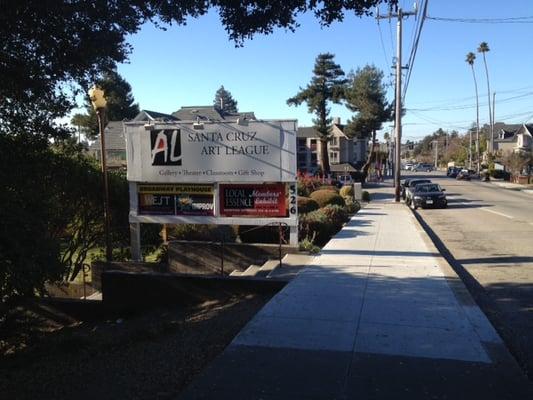 Sidewalk sign and entrance