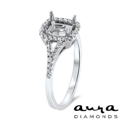 Halo Engagement Ring with Split Shank from Aura Diamonds