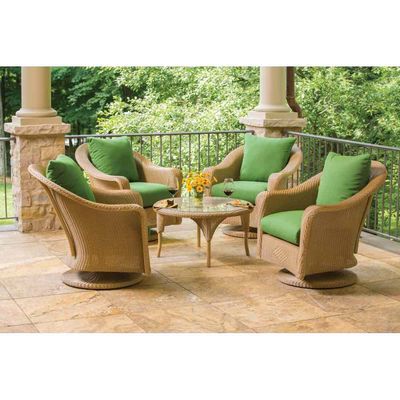 Lloyd Flanders Reflections Wicker Patio Swivel Rockers and Cocktail table