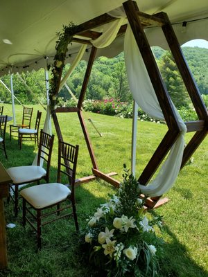 Calico decorated my wedding arbor