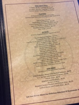 Gardenville menu