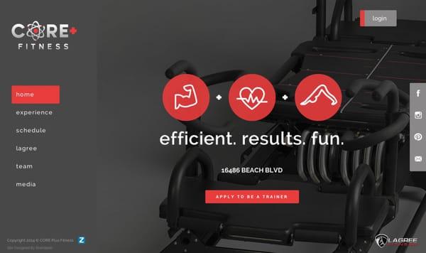 COREPLUS: With a bold Red and Black color scheme, CorePlus Fitness takes sleek to the next level.  Vertical navigation increases visibility,