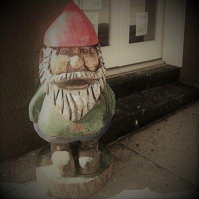 Our Guardian Gnome outside of Escape Room 13