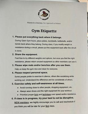 Gym rules