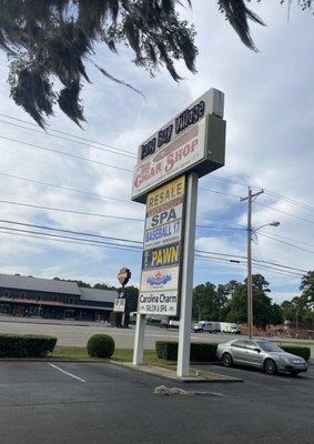 The Cigar Shop sign for a landmark.