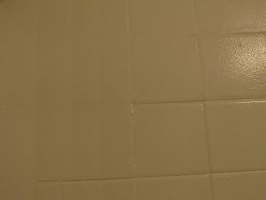 Poor glaze job. Tiles should show. Glaze is not healthy