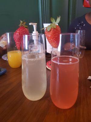 Lime & fruit punch mimosas (with an orange one in the background)