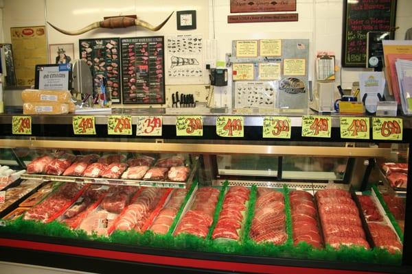 The meat counter people come from all over Northern California to get the best USDA Prime and Choice meats and more.