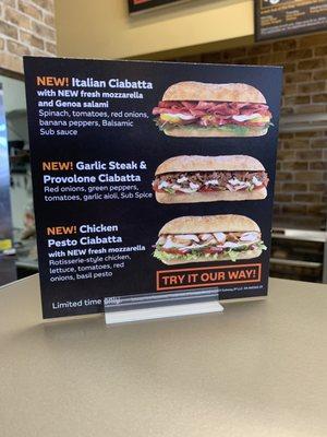 New ciabatta sandwiches