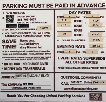 Parking rates!!