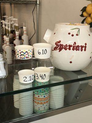 Pricing on cups sizes