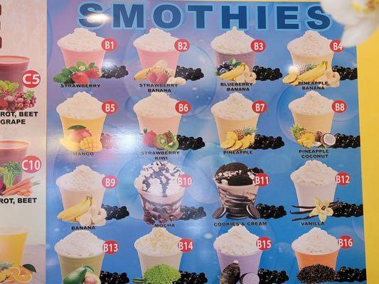 Smoothie Menu