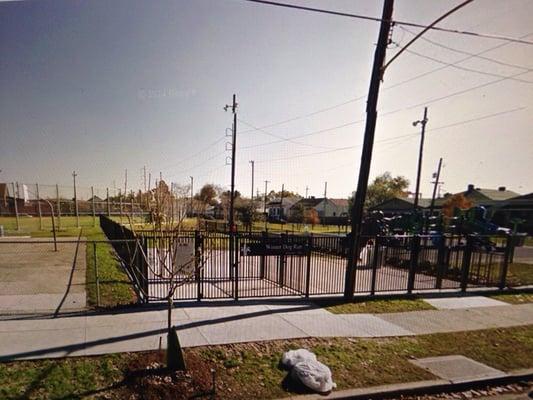 Basketball court, baseball field, dog run, and playground