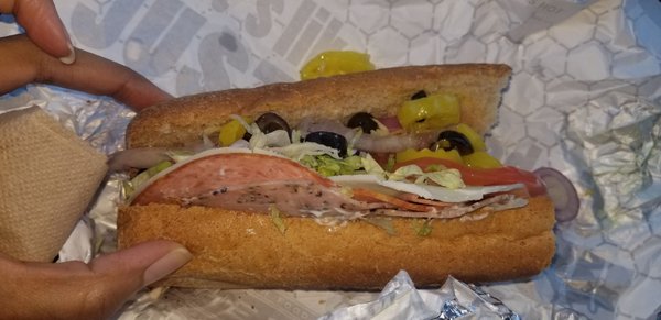 Italian sub. Veggies were old. Tomatoes were soggy it was not nearly enough meat for a 12 in sub.