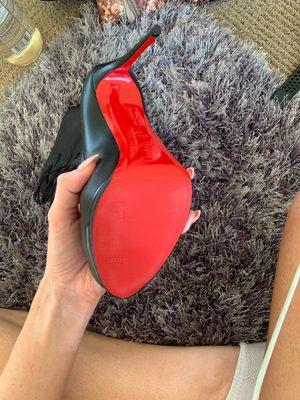 The red sole protectors (they also help with slipping). Must have for any loubie shoe!