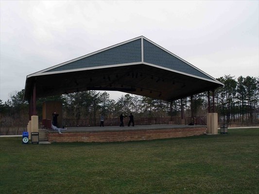 Pavilion toward the back of the park.  They show movies at night and have other family-friendly events here.