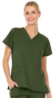 V-Neck Mini Marilyn Scrub Top. Army Green