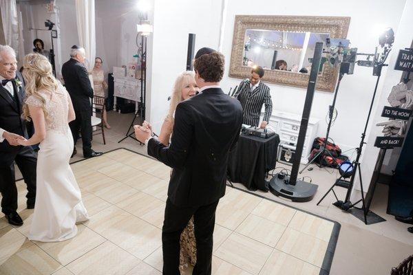 DJ Allan doing his thing! Photo by Jennifer of Gilmore Studios in Costa Mesa.