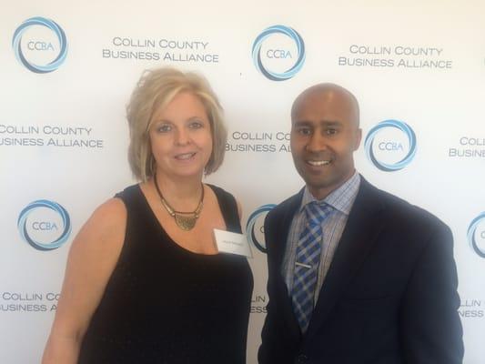 Laurie Roberts and Mario at the Collin County Business Alliance Luncheon